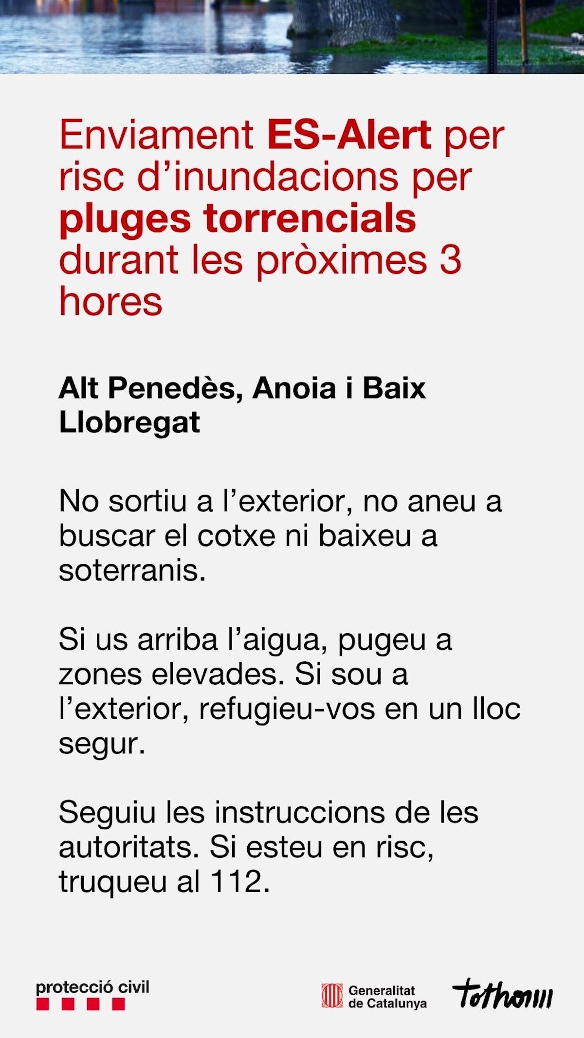 Nou ES-Alert més contundent a Sant Vicenç dels Horts: Protecció Civil demana no sortir a l’exterior