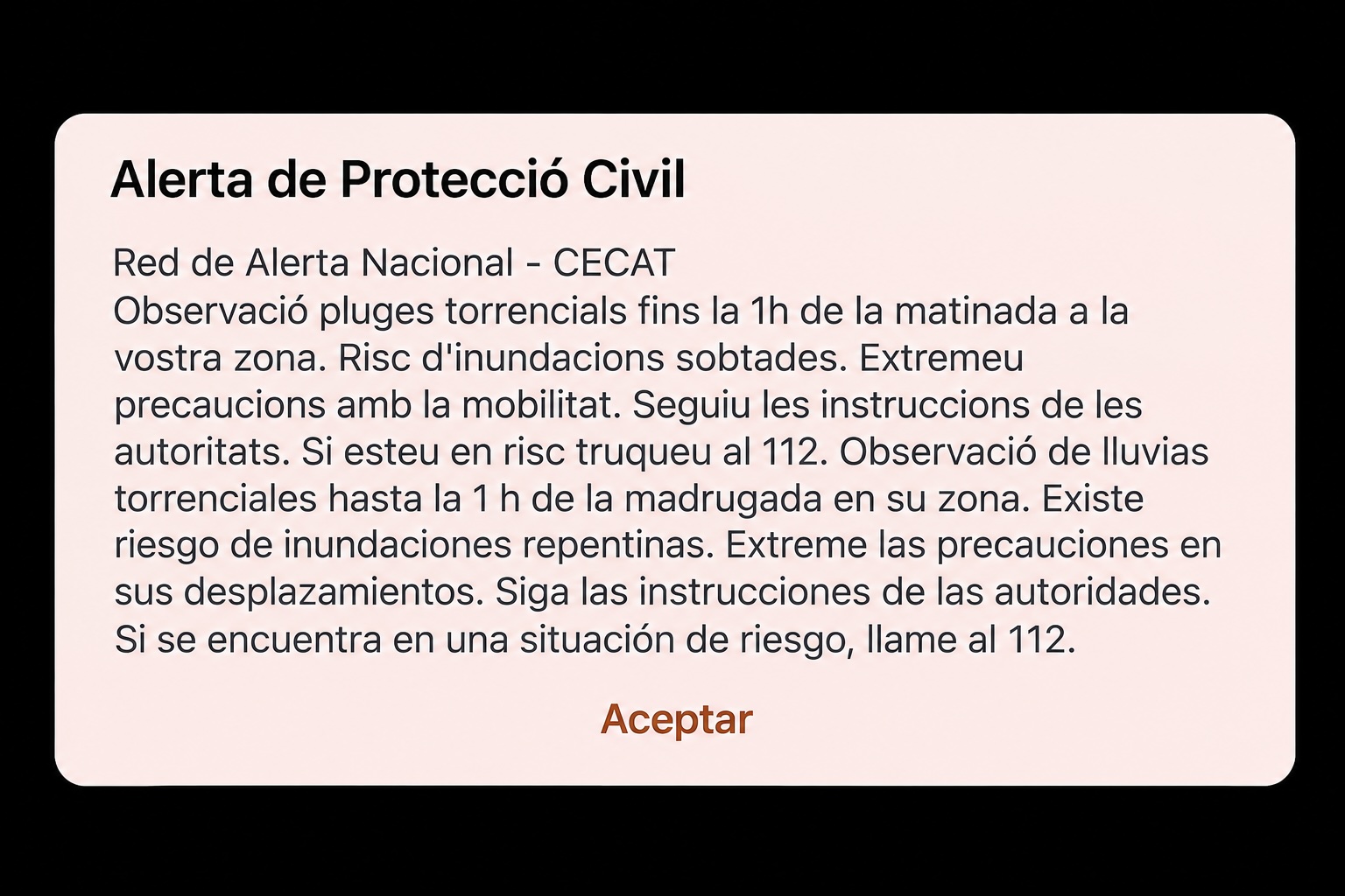 Protecció Civil envia una alerta als mòbils de Sant Vicenç dels Horts per risc d’inundacions sobtades