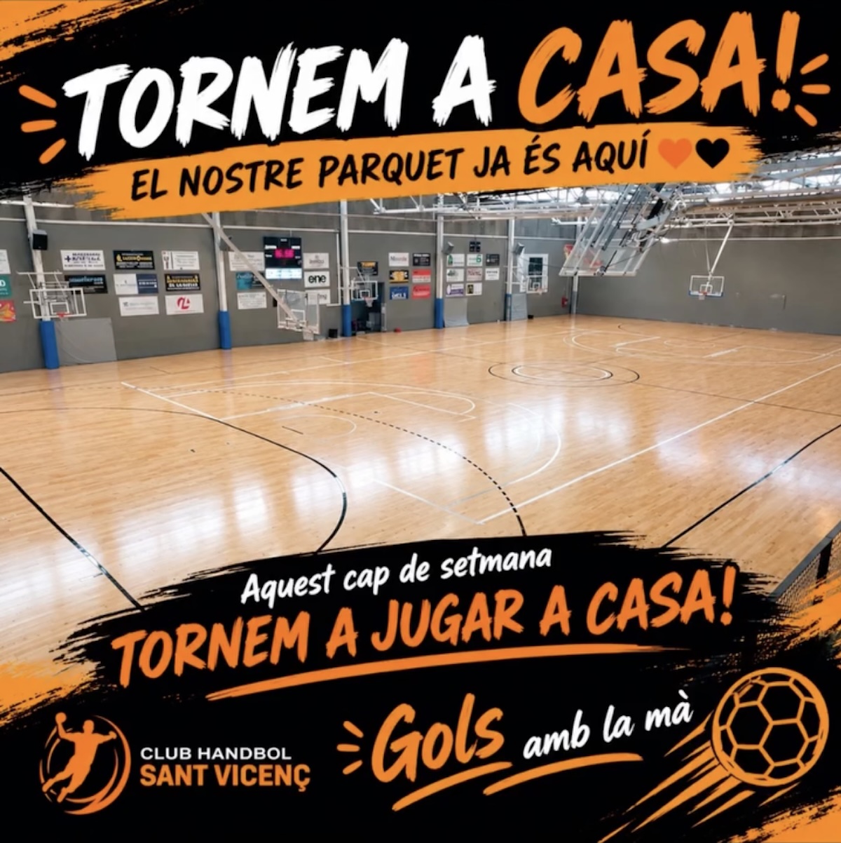 L’Handbol Sant Vicenç torna a jugar al Poliesportiu Sant Josep amb el nou parquet